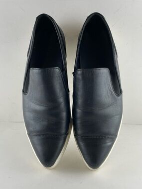 Vince Black Leather Slip-On Sneakers Loafers Size 7 Minimalist